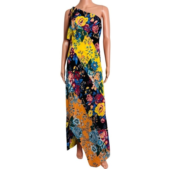 DIANE VON FURSTENBERG Multicolor One Shoulder Asymmetrical Dress Size Medium - Picture 2 of 9